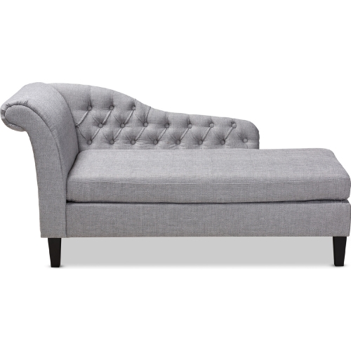 Florent Chaise Lounge in Tufted Gray Fabric