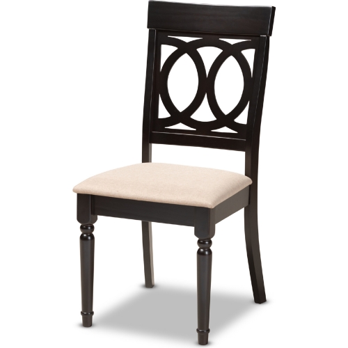 Lucie Dining Chair in Sand Fabric & Espresso Wood (Set of 4)