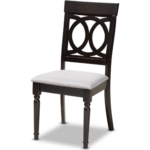 Lucie Dining Chair in Gray Fabric & Espresso Wood (Set of 4)