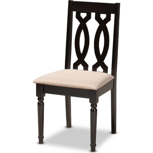 Cherese Dining Chair in Sand Fabric & Espresso Wood (Set of 4)