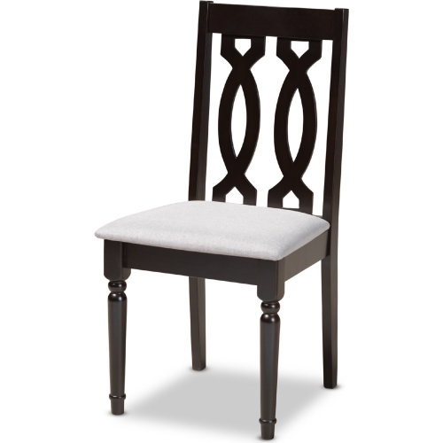 Cherese Dining Chair in Gray Fabric & Espresso Wood (Set of 4)