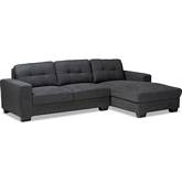 Langley Sectional Sofa with Right Facing Chaise in Dark Gray Fabric