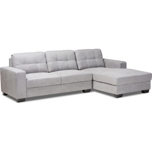 Langley Sectional Sofa with Right Facing Chaise in Light Gray Fabric