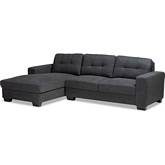 Langley Sectional Sofa w/ Left Facing Chaise in Dark Gray Fabric