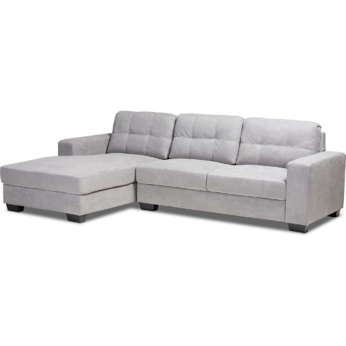 Langley Sectional Sofa w/ Left Facing Chaise in Light Gray Fabric