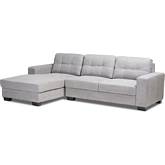 Langley Sectional Sofa w/ Left Facing Chaise in Light Gray Fabric