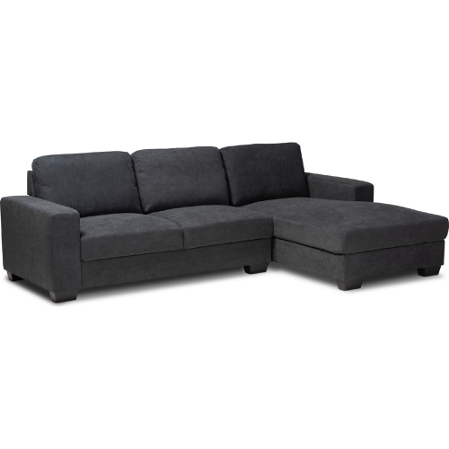 Nevin Sectional Sofa w/ Right Facing Chaise in Dark Gray Fabric