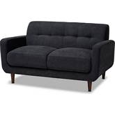 Allister Loveseat in Tufted Dark Gray Fabric