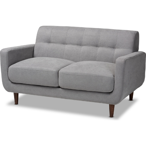 Allister Loveseat in Tufted Light Gray Fabric