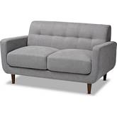 Allister Loveseat in Tufted Light Gray Fabric