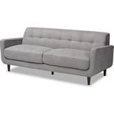 Allister Sofa in Tufted Light Gray Fabric