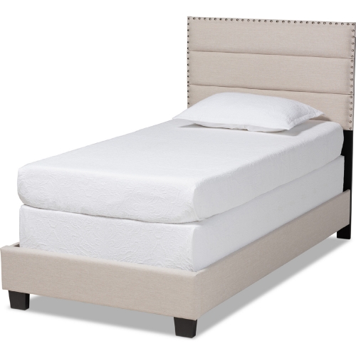 Ansa Twin Bed in Beige Fabric