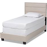 Ansa Twin Bed in Beige Fabric