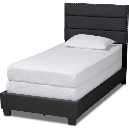 Ansa Twin Bed in Dark Gray Fabric