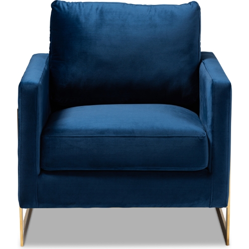 Matteo Accent Chair in Royal Blue Velvet & Gold Metal