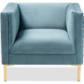 Seraphin Accent Chair in Tufted Light Blue Velvet & Gold