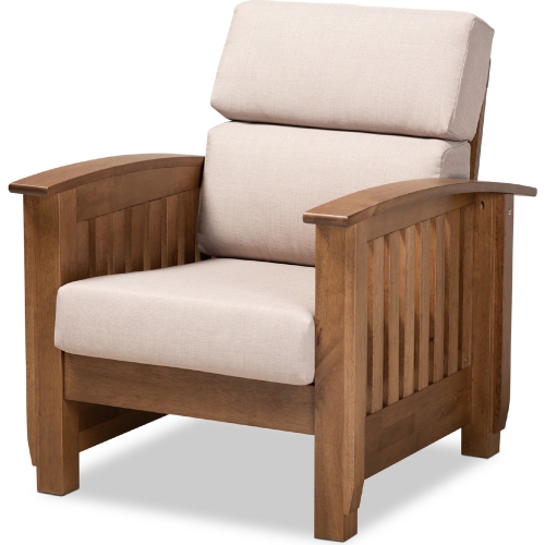 Charlotte Accent Lounge Chair in Taupe Fabric & Walnut Finish