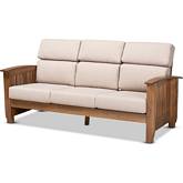 Charlotte Sofa in Taupe Fabric & Walnut Finish Wood