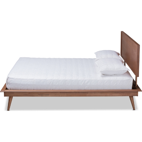 Karine Queen Platform Bed in Walnut Brown Wood