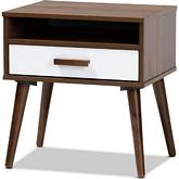 Quinn 1 Drawer End Table in White & Walnut Finish