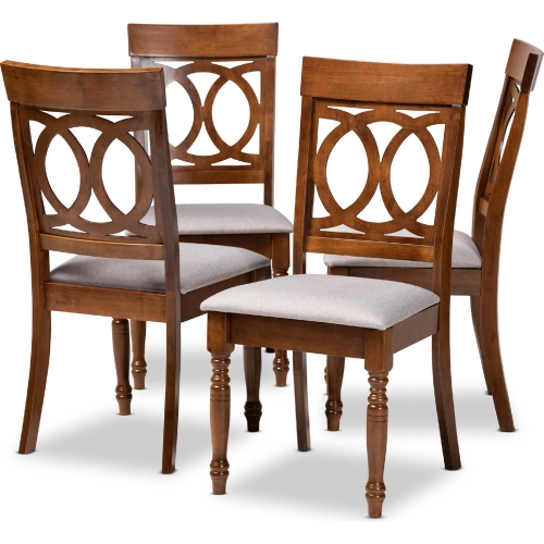 Lucie Dining Chair in Gray Fabric & Walnut Finish (Set of 4)