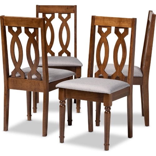 Cherese Dining Chair in Gray Fabric & Walnut Finish (Set of 4)