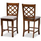 Aria Counter Stool in Gray Fabric & Walnut Brown Finish (Set of 2)