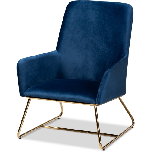 Sennet Accent Chair in Navy Blue Velvet & Gold Metal