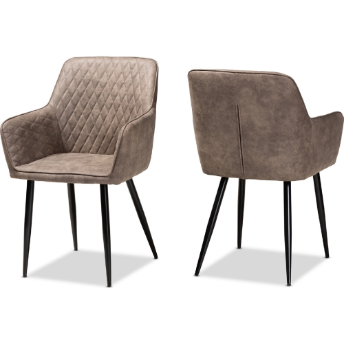 Belen Dining Chair Gray Brown Quilted Leatherette (Set of 2)