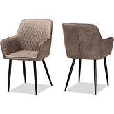 Belen Dining Chair Gray Brown Quilted Leatherette (Set of 2)