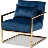 Mira Accent Lounge Chair in Navy Blue Velvet & Gold Metal