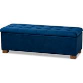 Roanoke Storage Ottoman Bench in Tufted Navy Blue Velvet