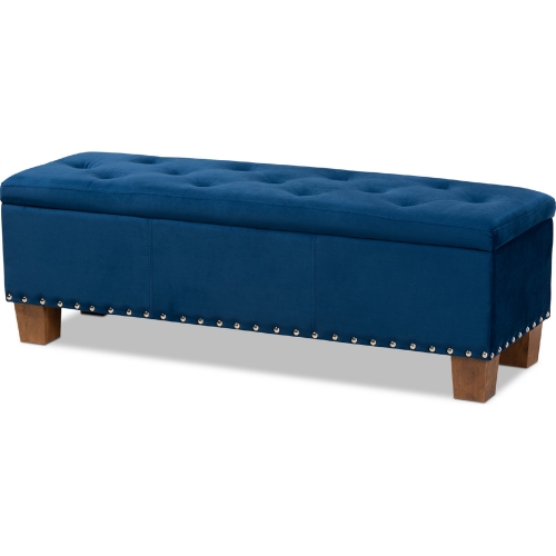 Hannah Storage Bench in Tufted Navy Blue Velvet