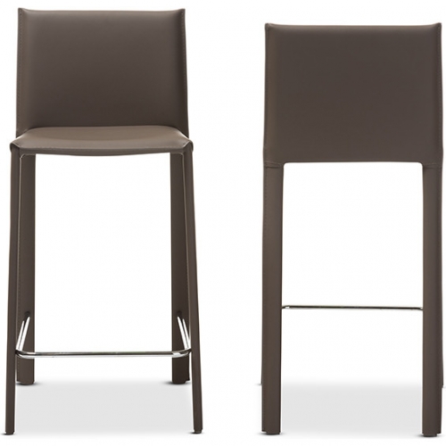 Crawford Counter Stool in Taupe Leather (Set of 2)