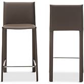 Crawford Counter Stool in Taupe Leather (Set of 2)