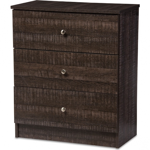 Decon 3 Drawer Storage Chest in Espresso Brown Wood