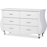 Enzo 6 Drawer Dresser in White Leatherette