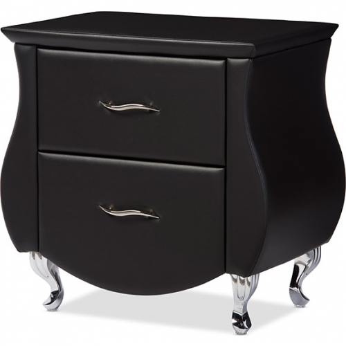 Erin Nightstand in Black Leatherette