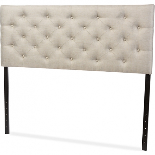 Viviana Queen Headboard in Tufted Beige Fabric