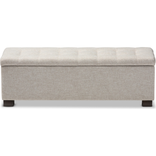 Roanoke Storage Ottoman Bench in Tufted Beige Fabric