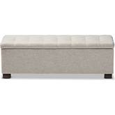 Roanoke Storage Ottoman Bench in Tufted Beige Fabric