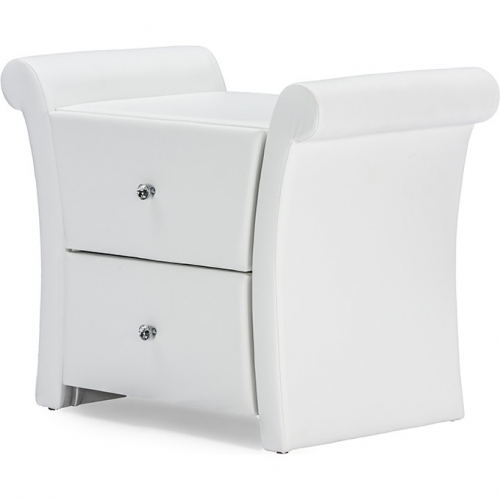 Victoria 2 Drawer Nightstand in White Leatherette