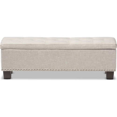 Hannah Storage Bench in Tufted Beige Fabric