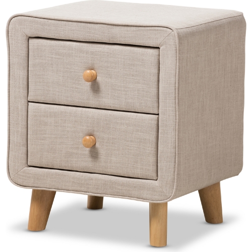 Jonesy 2 Drawer Nightstand in Beige Linen