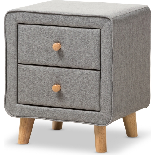 Jonesy 2 Drawer Nightstand in Gray Fabric