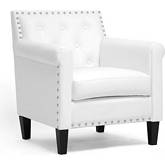 Thalassa Accent Arm Chair in White Leatherette