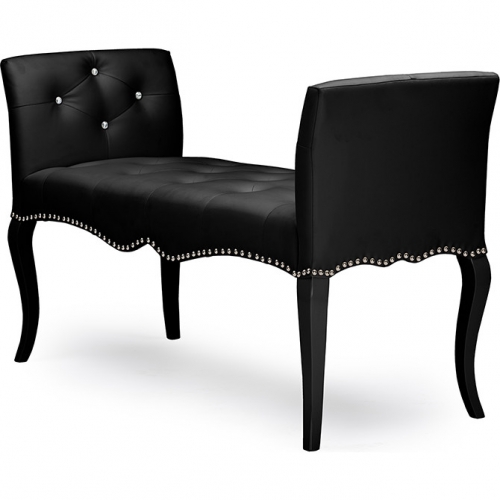 Kristy Bench in Crystal Tufted Black Leatherette