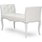 Kristy Bench in Crystal Tufted White Leatherette