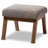 Aberdeen Ottoman in Gravel Gray Fabric & Walnut Finish Wood