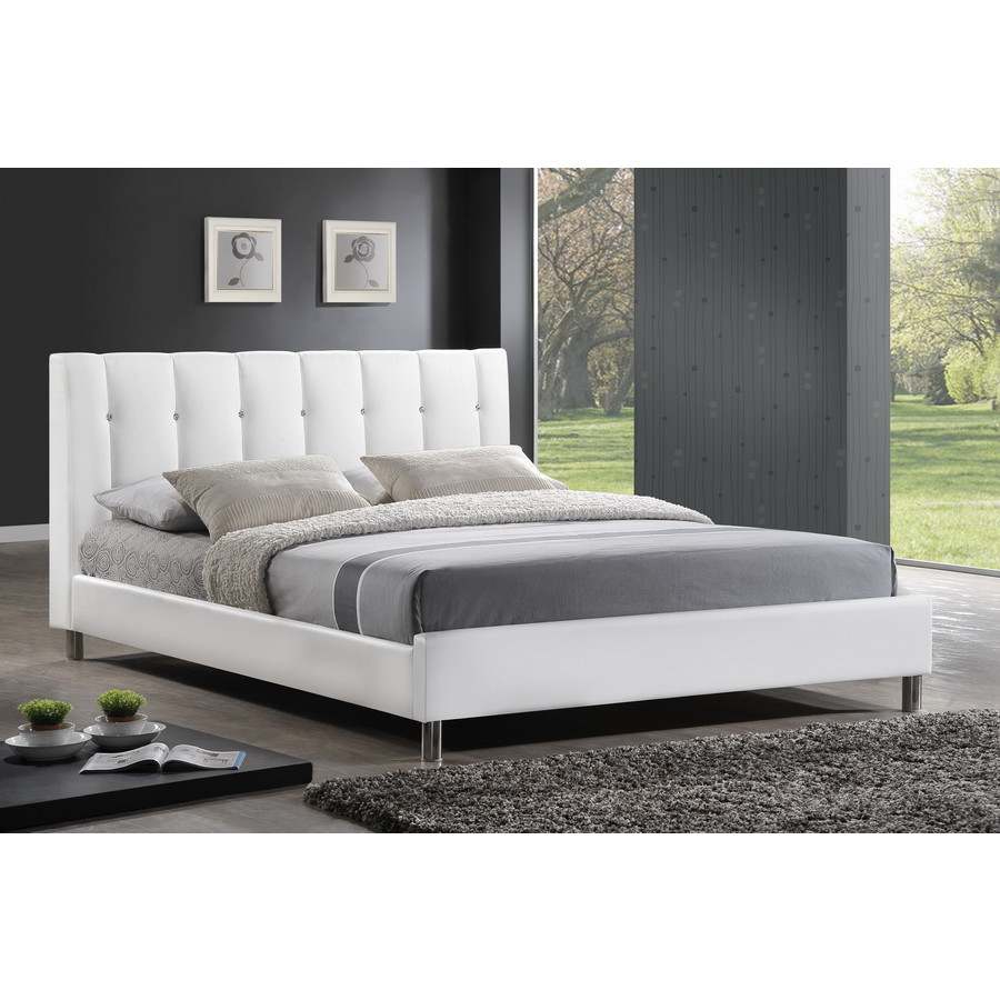 Vino Full Bed in White Leatherette by Baxton Studio